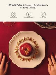 Glisma 18K 镀金绿色锆石手链，Y2K/适合妈妈/女士/女孩，适合秋季、冬季、节日、假日、度假、老钱、万圣节 - 綠色 - 查看 7