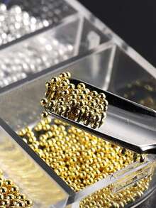 1套磁性美甲笔和12格金属珠，金色银色迷你鱼子酱美甲饰品，磁性凝胶指甲油工具，适用于猫眼宝石美甲DIY，美甲装饰，美甲师沙龙派对日常使用美甲工具套装，美甲配件 - 彩色 - 查看 10