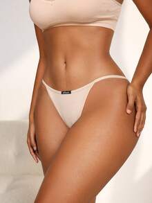 NudeFit 女士休闲罗纹柔软舒适内裤 - 杏色 - 查看 3