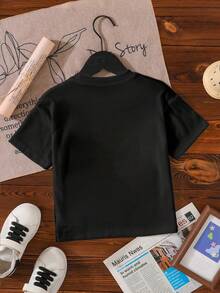 Maglietta casual versatile a maniche corte con stampa grafica K-Pop per ragazze pre-adolescenti - Bianco - Visualizzare 5