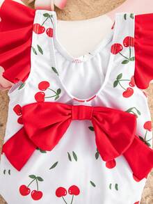 Emery Rose Kids Emery Rose Kids 女婴樱桃印花荷叶袖连体泳衣 - 彩色 - 查看 8