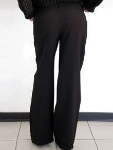 SILVIA DI SANTO 直筒裤 修身 优雅 专业 商务休闲 度假 秋冬 工作 办公室 复古 约会 外出 返校 婚礼 宾客 圣诞节 西装 日常 胶囊衣橱 黑色 感恩节 - 黑色 - 查看 6