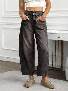 EMERY ROSE Women's Casual Distressed Bootcut Jeans - Black - View 3