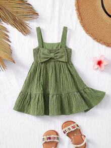 Travachic KIDS Babygirl Summer Cute Vacation Red Leaf Print Camisole Dress - Green - View 2