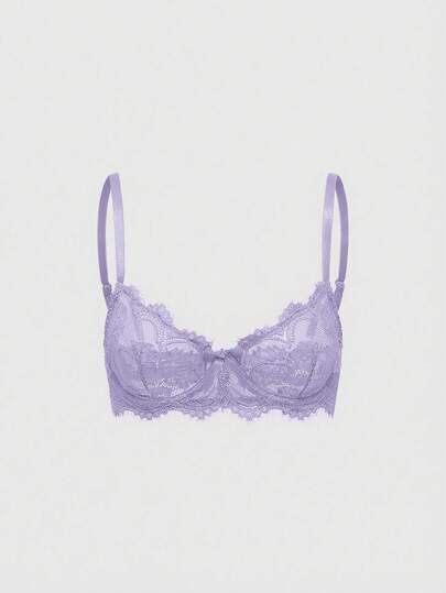 Goth Sujetador triangular con aros de mujer con encaje floral y pestañas