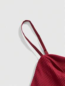 ROMWE Kawaii Women's Solid Color Ruffle Splice Fashionable Versatile Date Casual Top - Burgundy - View 3
