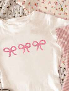 3pcs/Set Tween Girls' Round Neck Short Sleeve T-Shirts, Suitable For Everyday Wear, Casual, Vacation In Spring/Summer - Multicolor - View 3