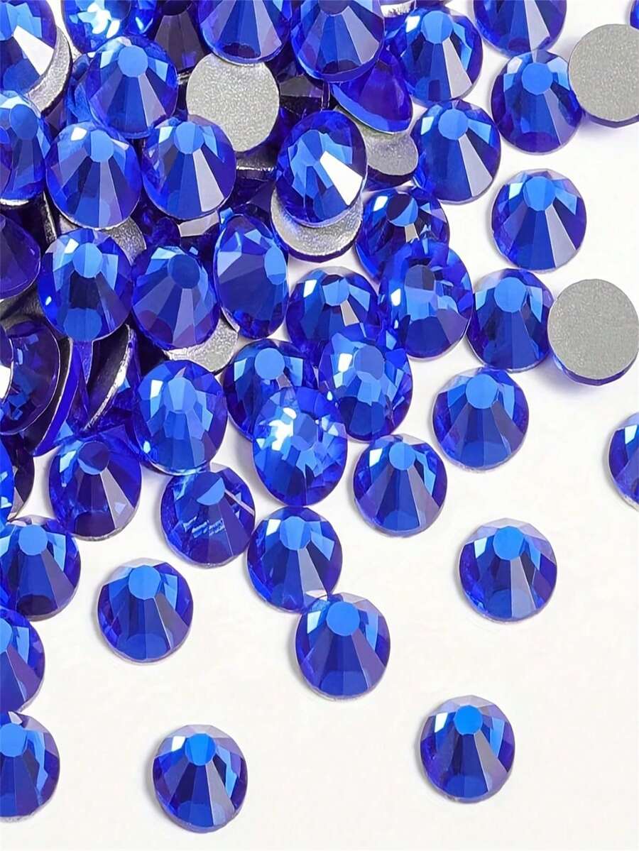 2000 buah Rhinestone Resin Pipih Biru Tua Ukuran 3-6mm, Batu Permata Jelly Bulat untuk Membuat Aksesoris Sepatu, Pakaian, Kosmetik, Tas, Dekorasi - Royal Blue - View 1