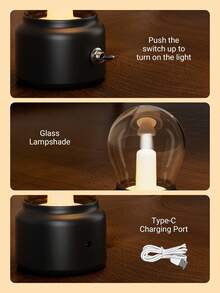 Teckwe Bulb Shape USB Light, Rechargeable Portable Wireless Retro LED Table Cordless Light With Continuous Light Desk Lamp Bulb For Bedroom Beside