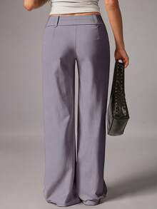 Avenya Pantalones anchos y sueltos de estilo casual para mujer con diseño de cordones y callos de maíz, para uso diario - Gris Claro - Ver 5