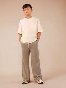 SUMWON Boys Double Pocket Crew Neck Short Sleeve Cotton T-Shirt Casual Summer Everyday Basic Tee Youth - White - View 3