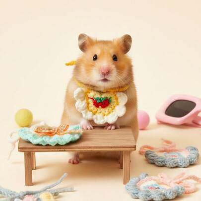 PETSIN 1件柔软透气亲肤可水洗可调节手工针织宠物项圈，格子花卉卡通樱桃刺绣蝴蝶结装饰，马卡龙莫兰迪色猫咪项链，小型犬围巾围兜头巾配饰，适合圣诞节、宠物生日、宠物主人、爱狗爱猫人士日常佩戴、户外散步、家庭聚会、拍照等场合，春夏秋季宠物时尚手工宠物配饰，狗狗饰品，猫项圈，小型犬配饰