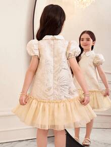 SHEIN 少女碎花领串珠休闲连衣裙 - 白色 - 查看 12