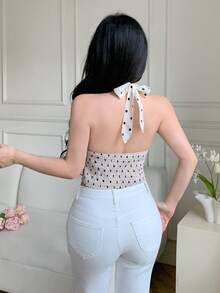 Celisse 优雅法式波点露背荷叶边吊带衫 - 彩色 - 查看 2