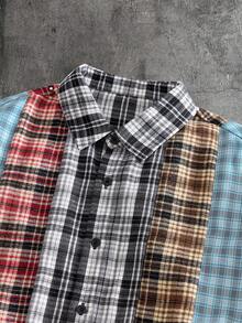 AXEPEAK Men's Plaid Short Sleeve Single-Breasted Casual Commuter Shirt - Multicolor - View 4