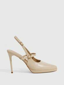 CUCCOO SZL 女鞋 尖头细高跟增高水桌杏色字样女式高跟鞋后跟增高空跟鞋 婚礼派对宴会夜店时尚简约高跟女鞋 - 杏色 - 查看 2