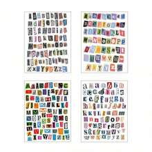 852/12 杂志信件贴纸，复古剪贴簿信件贴纸，小型勒索信贴纸，适用于剪贴簿用品、日记本、笔记本电脑、水瓶、DIY工艺品、礼品、杂项日记 - 彩色 - 查看 8