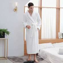 SHEIN Basic living 超柔软珊瑚绒浴袍 - 速干、不掉毛、透气 | 男女皆宜 | 时尚设计 | 秋冬情侣睡衣 - 彩色 - 查看 30