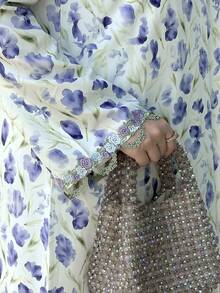 Yasmyna 女士优雅印花阿拉伯风格连衣裙 - 彩色 - 查看 6