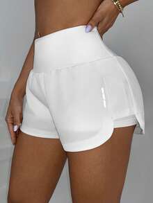 Rhythm Era Plus Size Women Basic Yoga Shorts, 2 In 1 Design, Suitable For Gym, Outdoor Activities - White - View 6