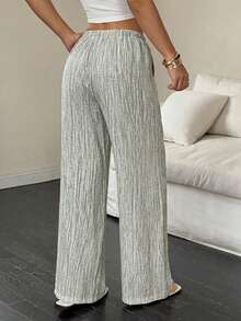 FavEase بنطلون نسائي كاجوال مستقيم الساق مع جيوب وخصر مطاطي وسحاب - أخضر - مشاهدة 2