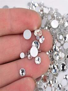 2000 viên đá giả kim cương giả bằng nhựa màu bạc, hình tròn, kích thước 3-6mm, dùng để làm phụ kiện giày dép, quần áo, mỹ phẩm, túi xách, trang trí. - Bạc - Xem 4