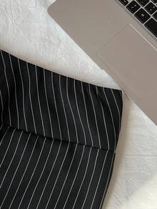 Elamini Gonna mini a righe versatile e alla moda per uso quotidiano e pendolarismo - nero - Visualizzare 6