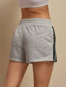 Cheerettes Summer Casual Contrast Stripe Sports Shorts - Grey - View 2