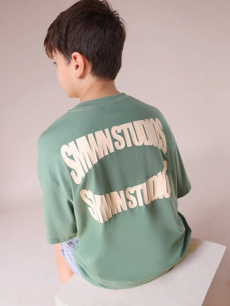 Sage Green T-Shirt With Logo Print