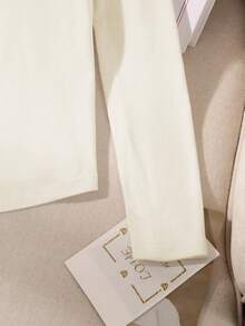 Franclia Sexy et élégant T-shirt blanc à manches longues, col bateau, ajusté avec bordure en fourrure pour femmes. Convient pour les rendez-vous, les fêtes et les rassemblements, automne/hiver - Nude - Voir 3