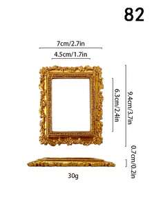 1件欧式复古INS金色迷你相框道具美甲项链拍照饰品珠宝拍摄背景配件 - 金色 - 查看 10