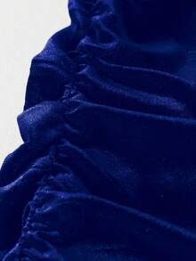 Franclia 女士丝绒高领褶皱腰身修身迷你连衣裙 - 寶藍色 - 查看 5