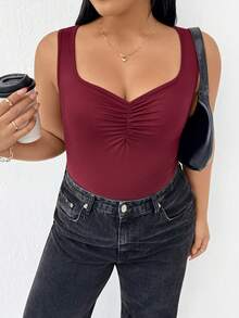 SHEIN Essnce 大码女装春夏时尚休闲高弹舒适日常百搭方领多色吊带背心3件装，春季服装，打底衫，外出上衣，简约风格 - 彩色 - 查看 7