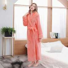 SHEIN Basic living 超柔软珊瑚绒浴袍 - 速干、不掉毛、透气 | 男女皆宜 | 时尚设计 | 秋冬情侣睡衣 - 彩色 - 查看 29
