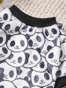 PETSIN 1件印花熊猫法兰绒卫衣，厚实保暖，适合宠物秋冬季穿着 - 彩色 - 查看 11