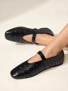 CUCCOO CHICEST 女士搭扣设计休闲时尚平底鞋 - 黑色 - 查看 2