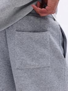 SUMWON Men's Pull On Drawstring Sweat Shorts With Side Pockets Elastic Waistband Casual Comfort Loungewear - Light Grey - View 5