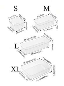 桌面抽屉式收纳盒，内置隔板，方便学生宿舍整理文具和日常用品；透明可堆叠收纳盒，多种尺寸可选；桌面整洁收纳盒，适用于学习、节日装饰、房间装饰、防晒旅行等各种场合。 - 無色 - 查看 9