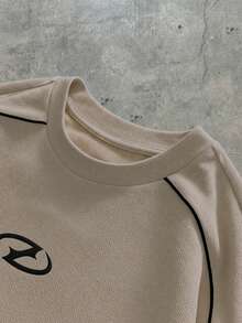 AXEPEAK Camiseta de manga corta de punto casual y holgada para hombre - Caqui - Ver 3