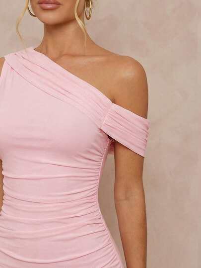 Lumalex Modest Old Money Coquette Rave Festival Outfits Formal  Modest Old Money Coquette Women's Elegant Pink Mesh Ruffle Shoulder Sleeveless Asymmetrical Collar Fitted Flared Dress, Summer Swimsuit Swimwear Swim Vacation Elegant Easter Bohemian BOHO Sea Beach Hot Outdoor Richly Layered Wedding Season Banquet Coming Of Age Ceremony Beach Seaside Halterneck Floway Ruched Bust Bodycon See-Through Dress For Women Women Dresses Birthday Woman  Summer Clothes Women Casual Dress Women Summer Clothing Pink Formal Dress Pink Gown Pink Wedding Guest Dress Pink Bridesmaid Dress Love And Lemonade Dresses, Fashionable & Versatile For Vacation, Party,Valentine's Day ,Island Vacation Outfits,Wedding Guest Dress,ID Al-Adha,Music Festival