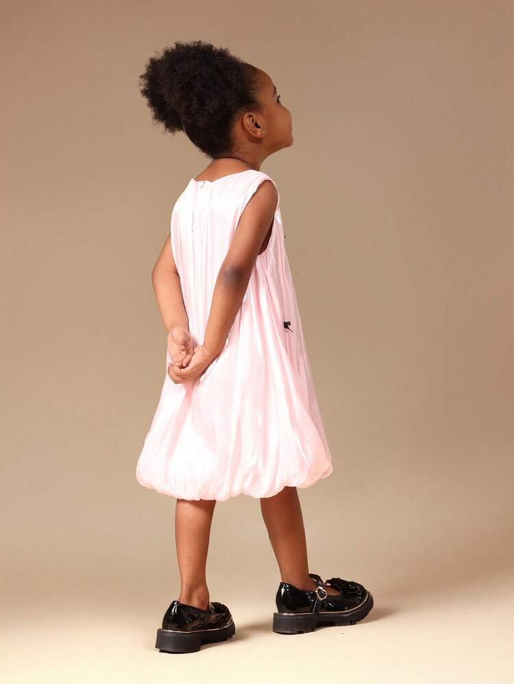 Sleeveless Striped Bubble Hem Dress With Bows