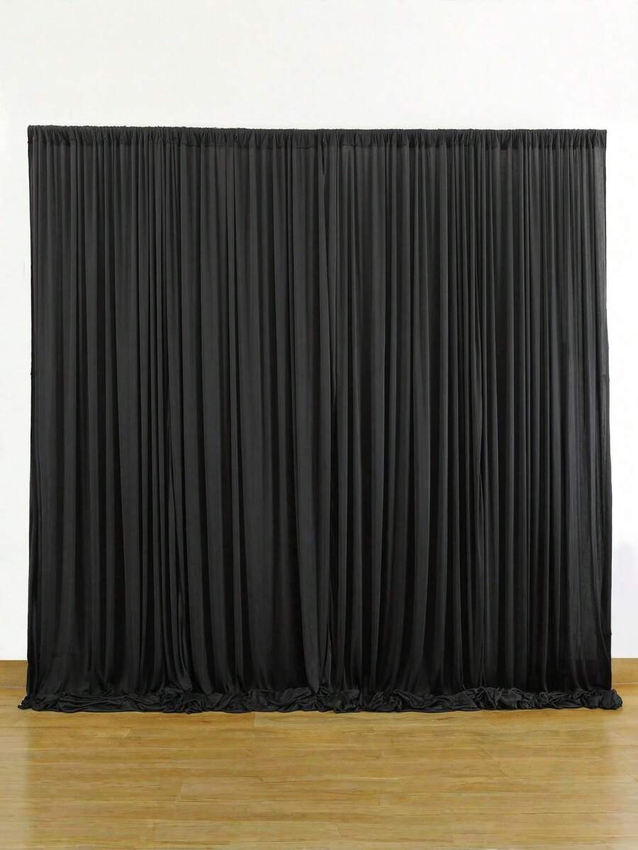 5英尺 x 7英尺/8英尺/10英尺 无褶皱涤纶摄影背景布，适用于派对、婚礼、生日和其他场合 - 黑色 - 查看 1