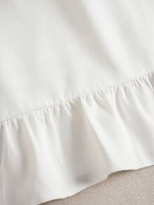 Franclia 女士优雅纯色泡泡袖荷叶边连衣裙，夏季 - 白色 - 查看 7