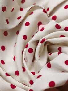 Sweetra Plus Size Polka Dot Patchwork Solid Color Mini Dress, Spring/Summer - Red - View 6