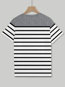 Selamara Camiseta de manga corta de cuello redondo con bloques de color y rayas, casual de verano - Multicolor - Ver 2