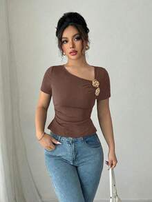 Elenzga Women T-Shirts - Brown - View 4