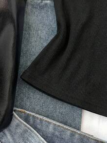 SHEIN 少女灰色针织蝴蝶结刺绣吊带背心，迷你甜美休闲款，春夏基础款，日常百搭，适合返校季 - 黑色 - 查看 6