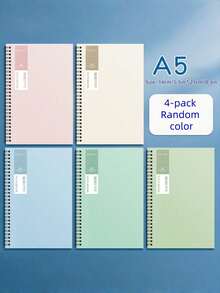 4本A5/B5螺旋笔记本套装，每本60页，多色封面，线圈装订，适用于学校、办公室笔记、教师毕业礼物等。 - 均碼 - 查看 8