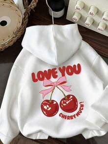 Sudadera con estampado de LOVE YOU Y CEREZA - Blanco - Ver 1