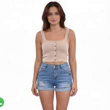 Shorts de Mezclilla Con Desgarre Para Mujer - Lavado ligero - Ver 2